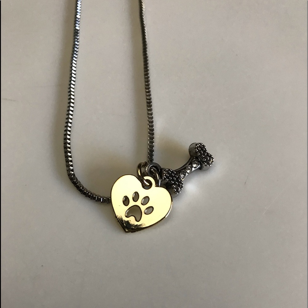 Paw print charm necklace